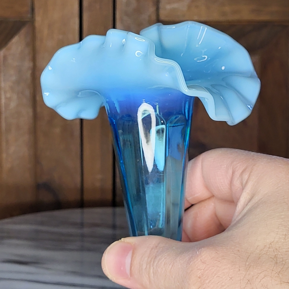 Antique Blue Glass Vase - Picture 10 of 14
